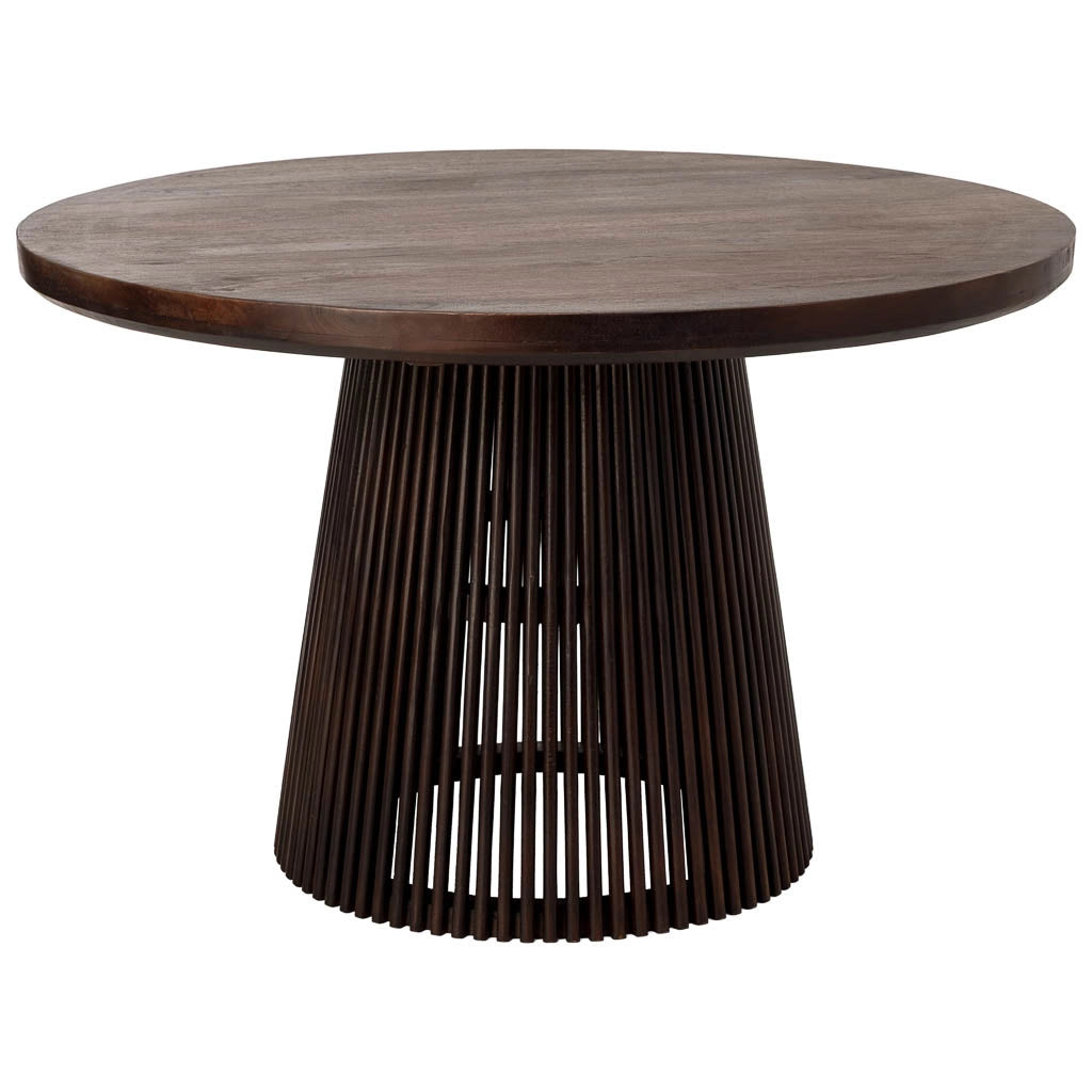 Tavolo artigianale in legno marrone, 120x120x76h cm