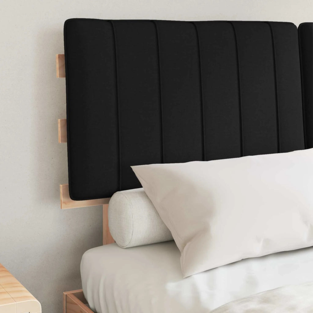 Letto con Testiera Rivestita Nero 135 x 190 cm Pino massello