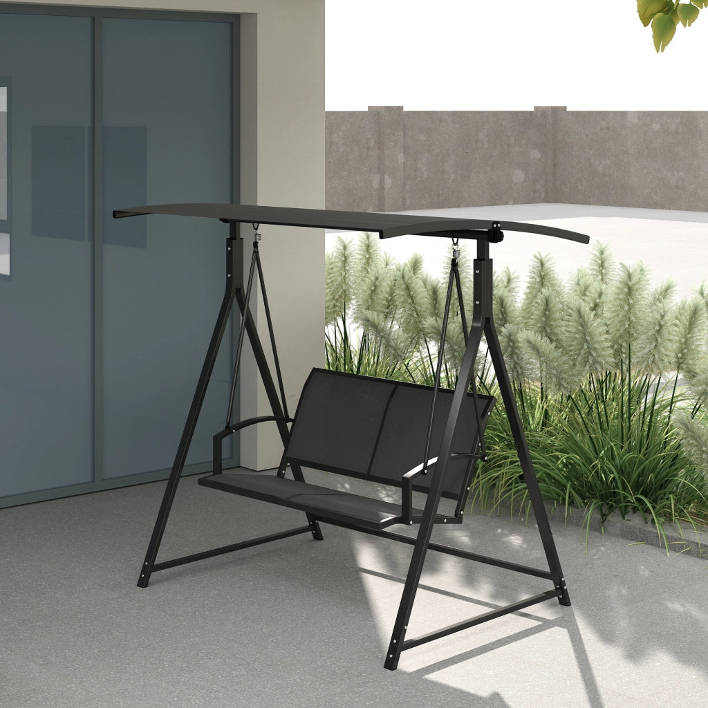 Altalena da Giardino 2 Posti con Tettoia ¨C zephmum ¨C Grigio 160x112x162 cm