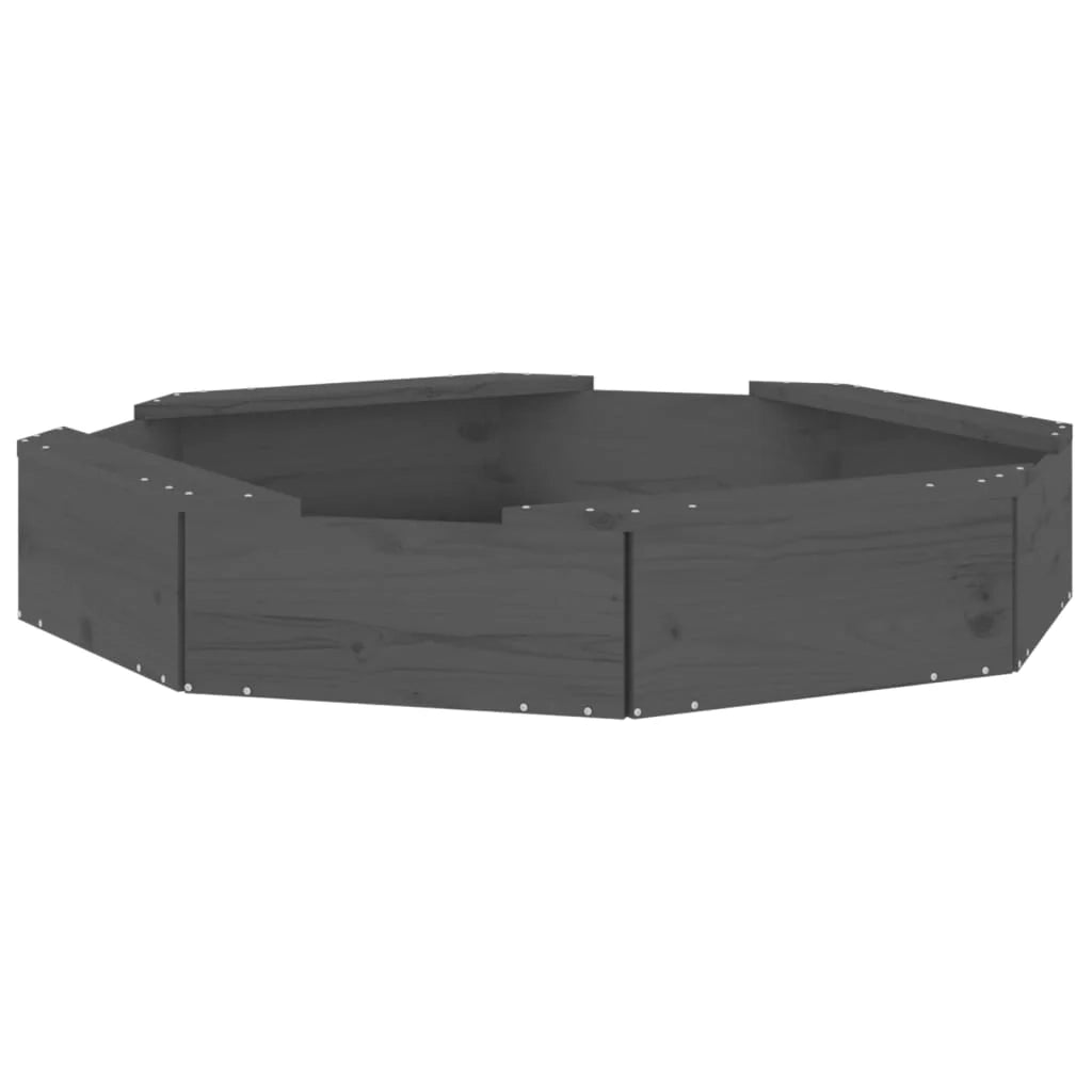 Sabbiera per bambini area giochi da giardino esterna con sedute ottagonali legno massello di pino grigio 02_0041535