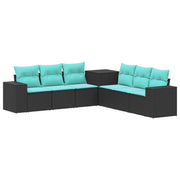 Set di divani 7 pcs Nero e Blu Rattan sintetico e Acciaio 3448836