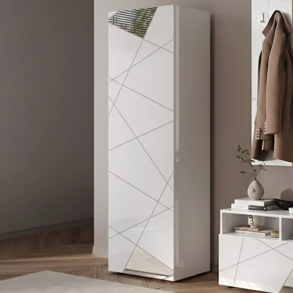 Medolla, Mobile da Ingresso Appendiabiti, 78x31x186.5h cm Bianco Lucido