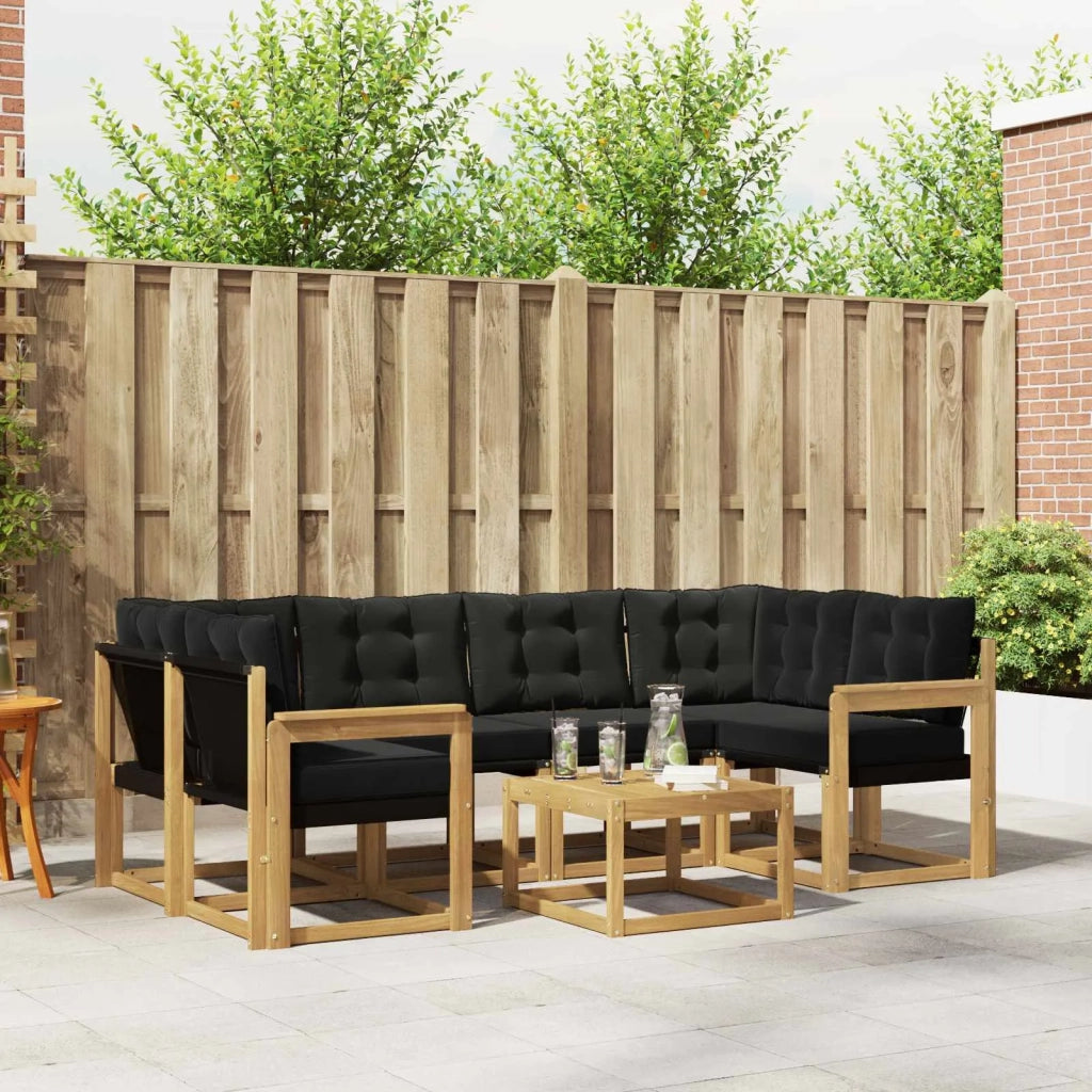Set di divani da esterno con cuscino 7 pcs Bianco e Nero