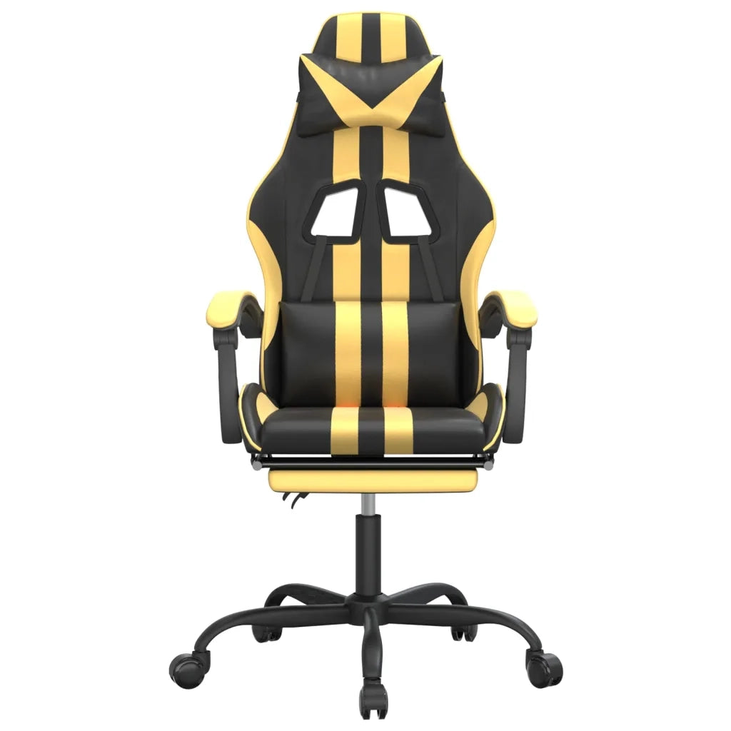 Sedia da Gaming con Poggiapiedi Nero e Oro in Similpelle 3143832