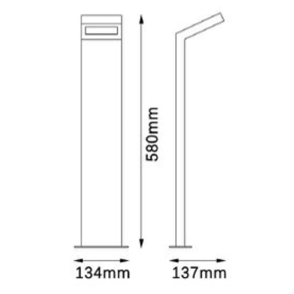 Trade Shop - Lampada Applique Led Da Giardino 10w Ip54 Lampione Bollard Da Terra Luce 4000k 954pa-h580 - Grigio