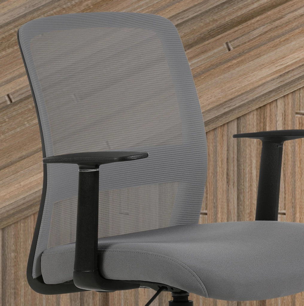 Sedia studio Hispanohogar regolabile in altezza tessuto grigio 94x61x59
