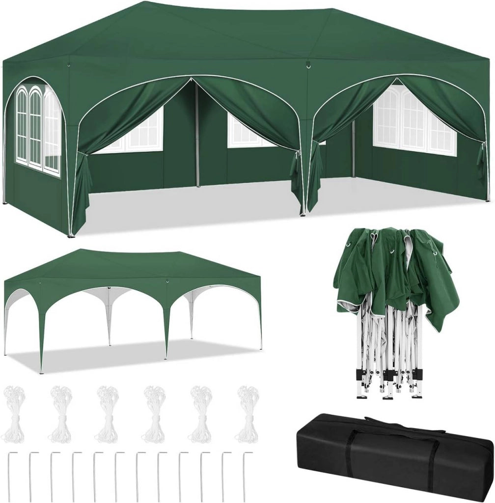 GAZEBO 3x6 m in ferro e tessuto Oxford verde