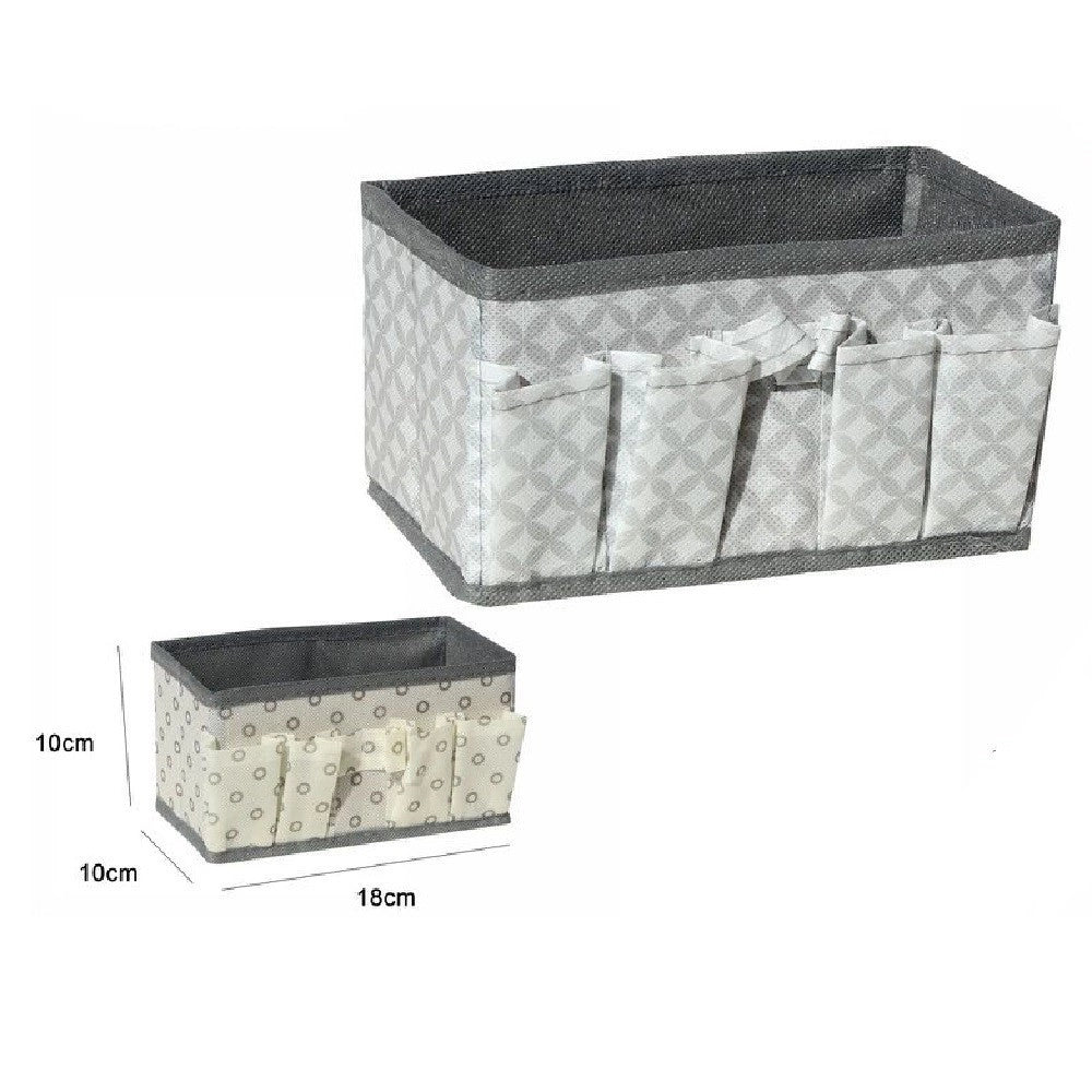 Trade Shop - Portaoggetti In Tessuto Organizer Contenitore Scatola 5 Tasche 18x10x10cm 53032a -