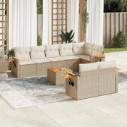 Set Divano da Giardino 9 pz con Cuscini Beige in Polyrattan 3259398
