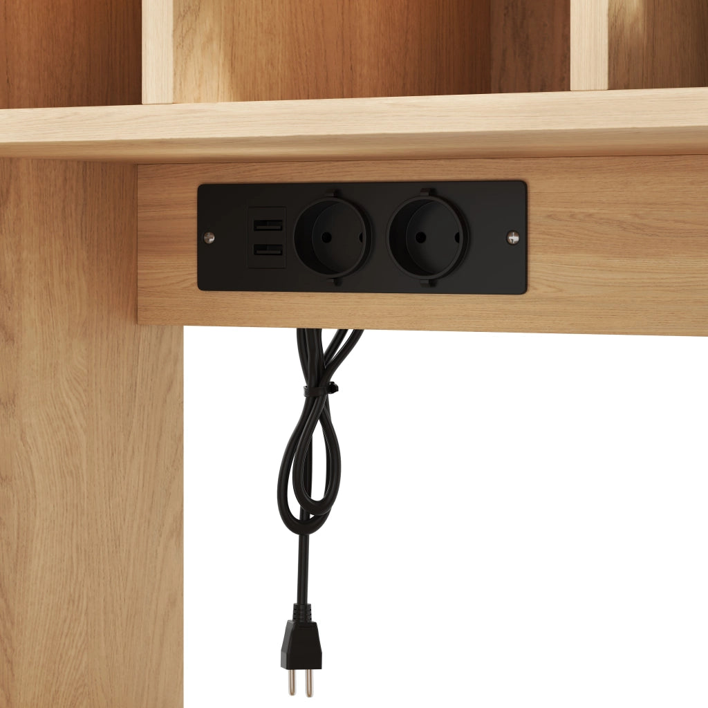 Buffet da cucina in stile vintage con LED RGB, prese e ampio spazio contenitore, 185 x 105 x 40 cm
