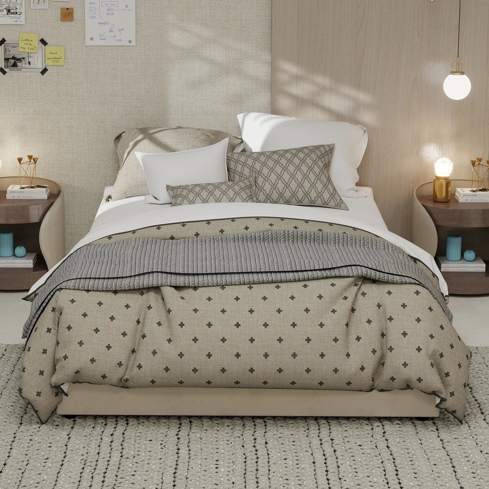 Letto Contenitore Matrimoniale ¨C MINIMAL ¨C Velluto Beige 140x200 Senza Testiera