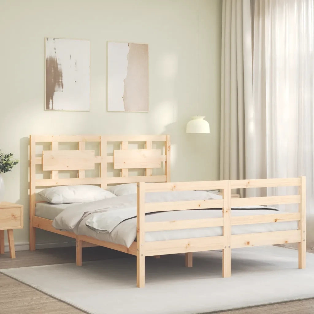 Giroletto con Testiera-Struttura Letto con testiera 120x200 cm in Legno Massello 596025