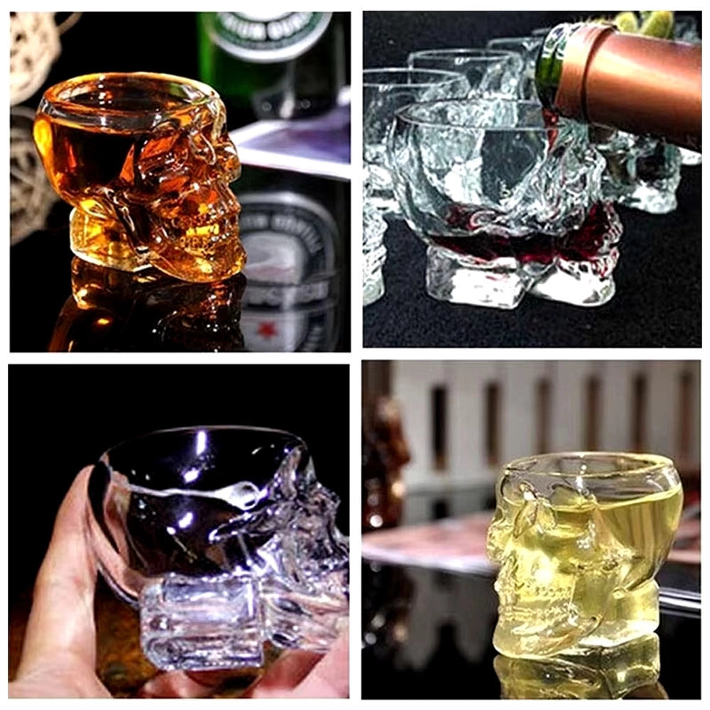 Trade Shop - Mini Bicchiere In Vetro A Forma Di Teschio Per Shot Cichhetto Alcolici Barman -