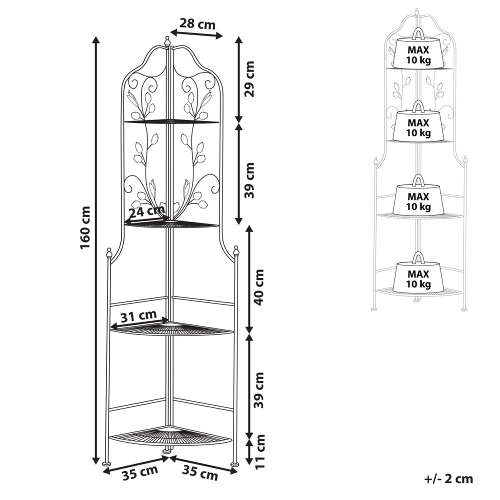 Scaffale per scale ad angolo in metallo da giardino Scaffali per piante da bagno per interni da esterni neri