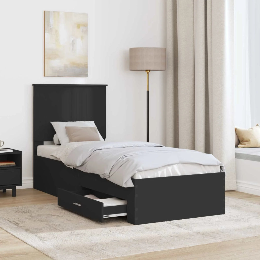 Struttura del letto con testiera Nero e Argento 70 x 190 cm