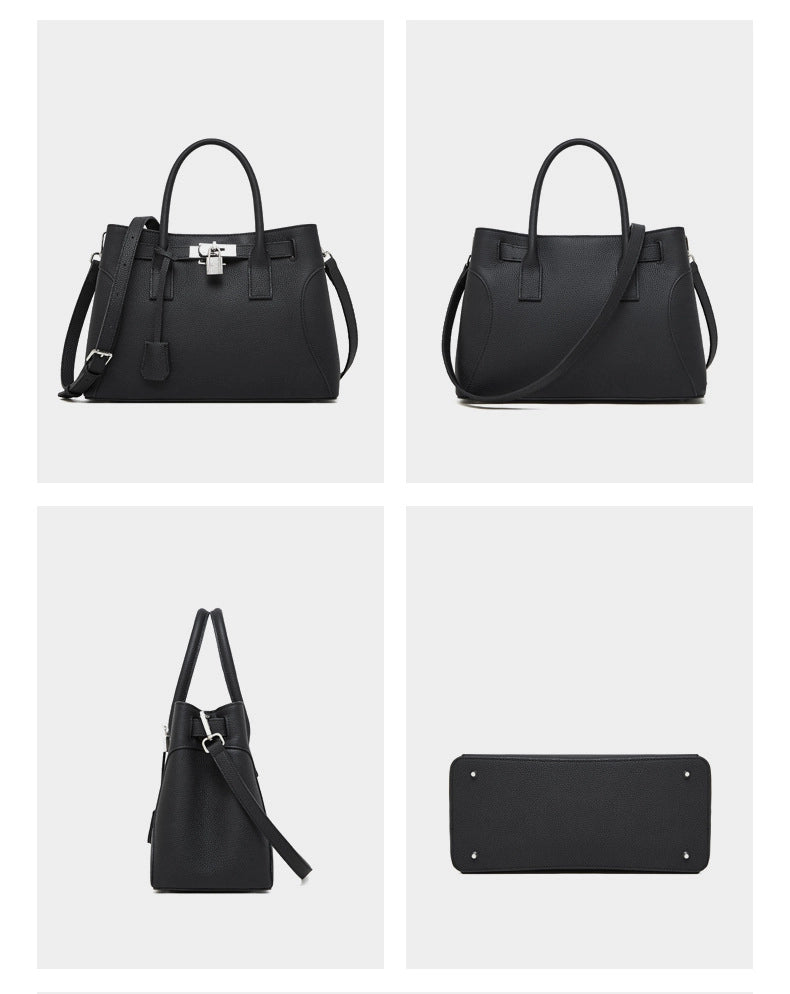 Borsa a tracolla da donna intrecciata, colore nero.