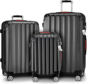 ® Set di Valigie 3 Pezzi con Lucchetto Organizer Cinghia Maniglie Ruote Doppie Piedi Trolley Rigido M-L-XL