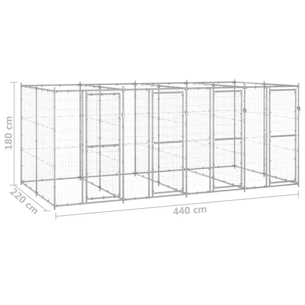 Gabbia per Cani da Esterno in Acciaio Zincato 9,68 m² 3082284