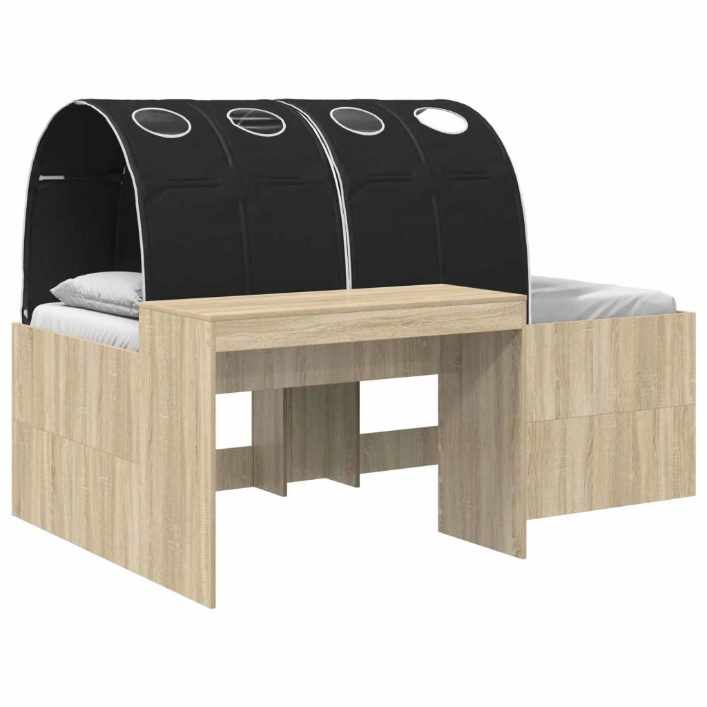 Letto con Tunnel 3 pz Rovere Sonoma e Nero Legno ingegnerizzato 3423676