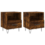 Set di 2 Comodini | Armadio da Notte | Mobiletto da notte Rovere Fumo 40x35x47,5 cm in Legno Multistrato