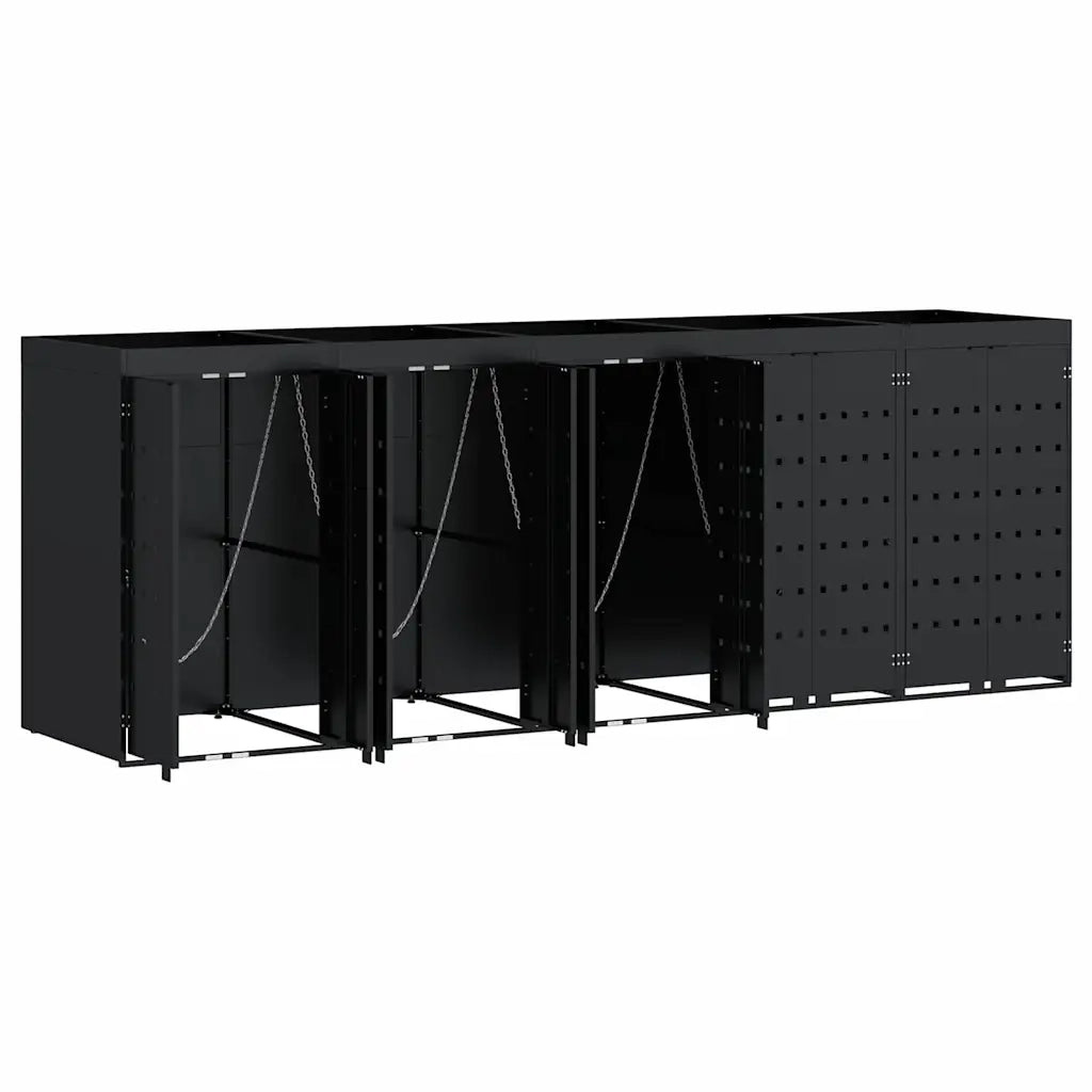Contenitore per Rifiuti per 5 Bidoni Nero 340 x 77,5 x 121,5 cm