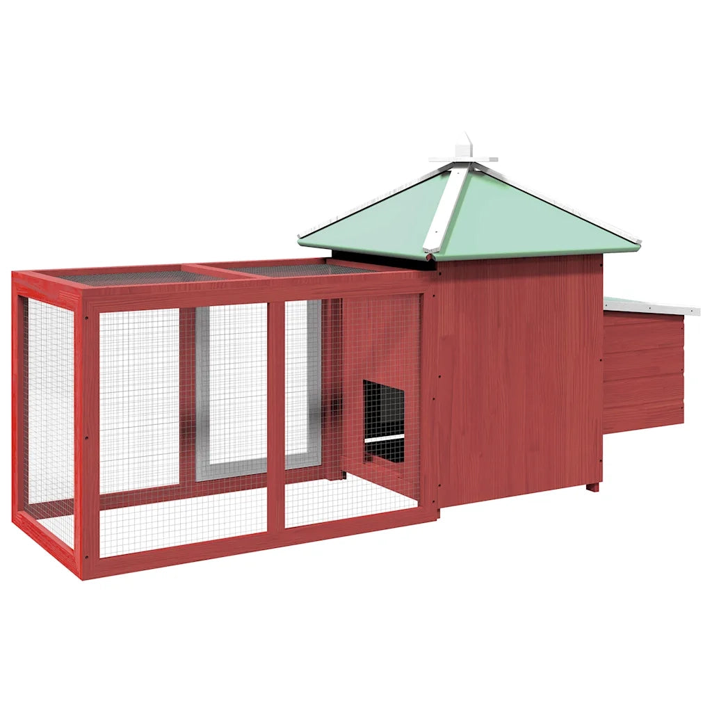 Pollaio con Casetta Nidificazione Rosso 190x72x102 cm in Abete 170983