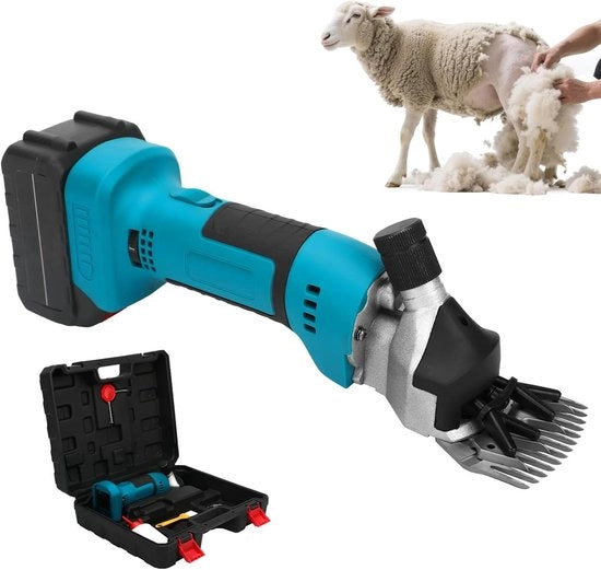 Scaletta elettrica a batteria - trimmer professionale per animali con 1300W di potenza, 6 marce e 2 lame