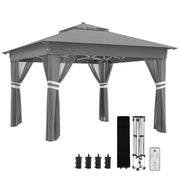 Tenda da giardino con luci solari ¨C zephmum ¨C grigio 336x336x270 cm