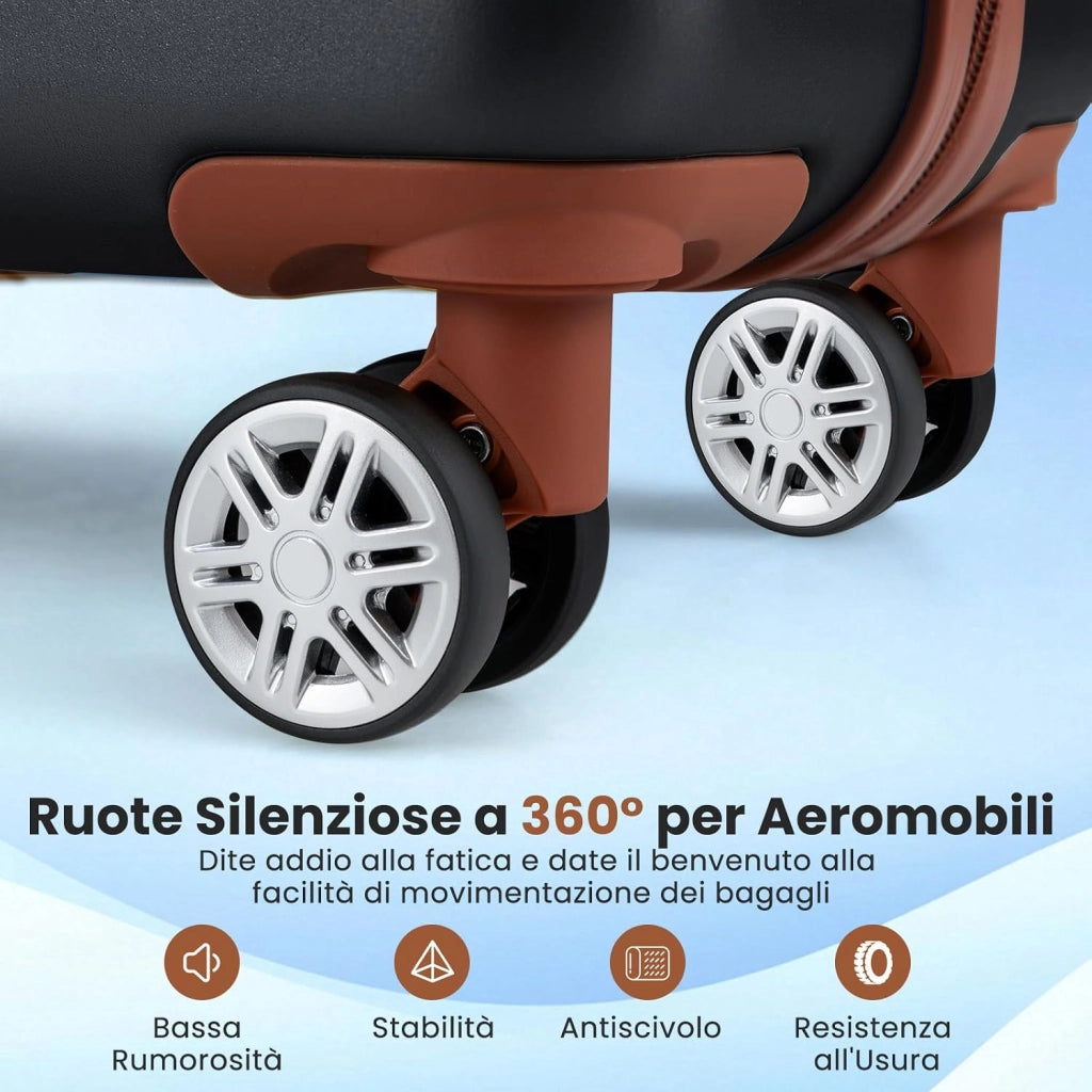 Set di Valigie Rigide 3 Pezzi, Set Valigia da Viaggio in ABS con TSA Lucchetto, Manico Telescopico in Alluminio e Ruote Piroettanti, 20", 24", 28" (Nero)