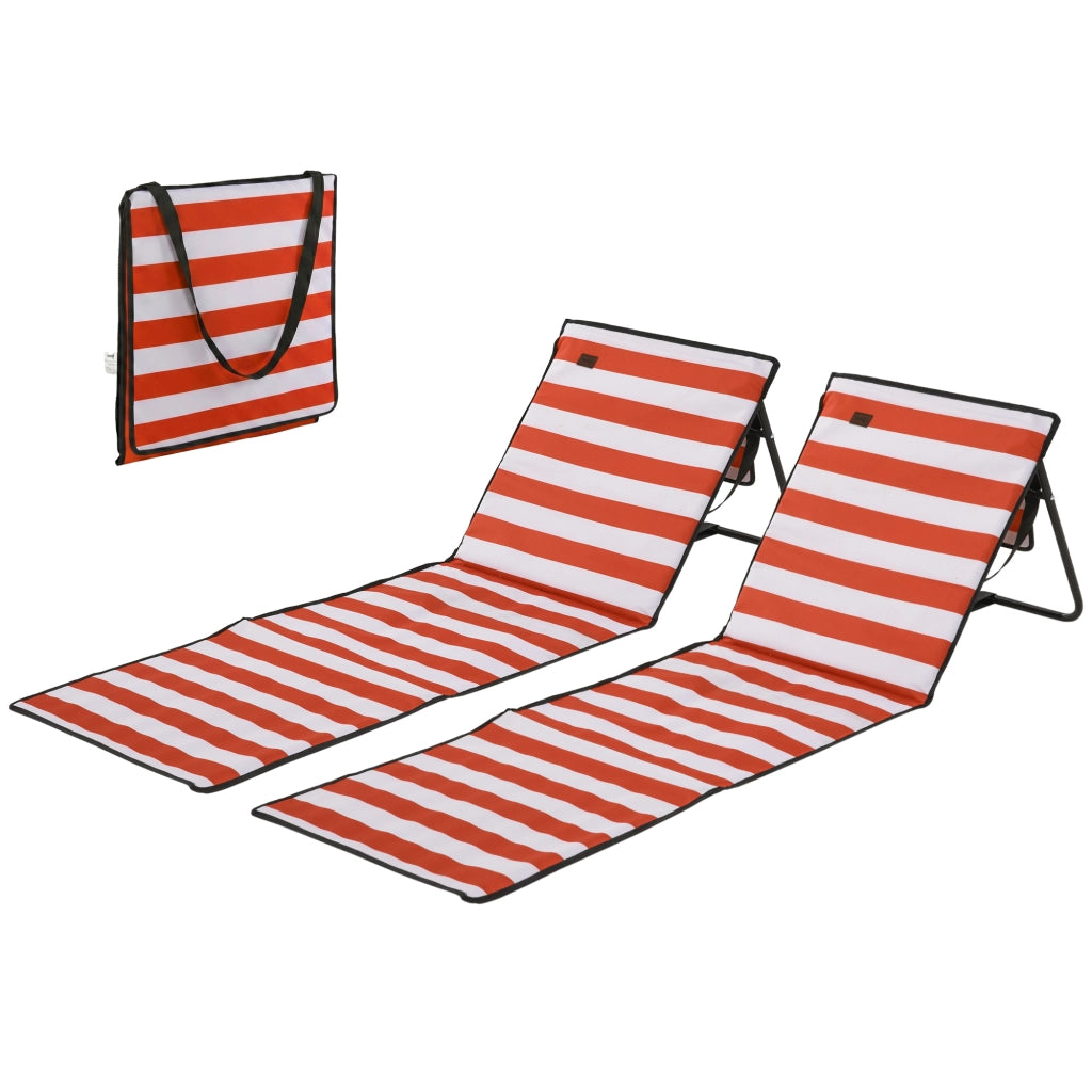 Tappetini da spiaggia 2 pezzi ¨C zephmum ¨C bianco e rosso 142x51x40 cm
