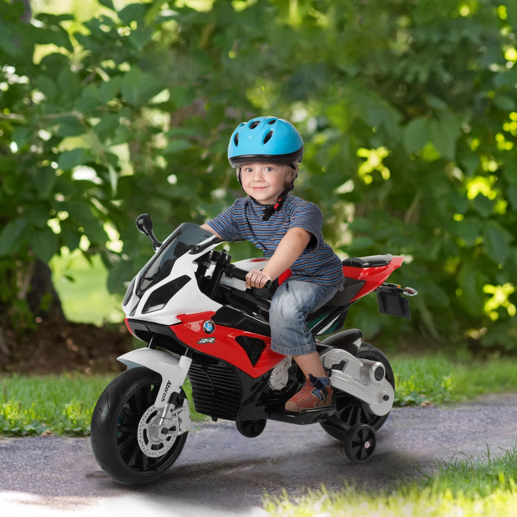 Moto Elettrica per Bambini 3-8 Anni con Licenza BMW, Batteria 12V, Rotelle e Luci, 110x47x69 cm