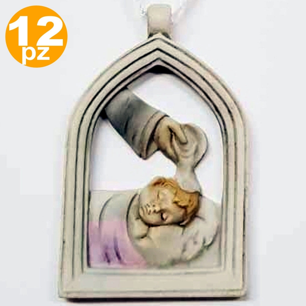 Trade Shop - Bomboniere Battesimo Bambina Arco Simbolo Sacro Acqua Santa Ceramica Appendino -