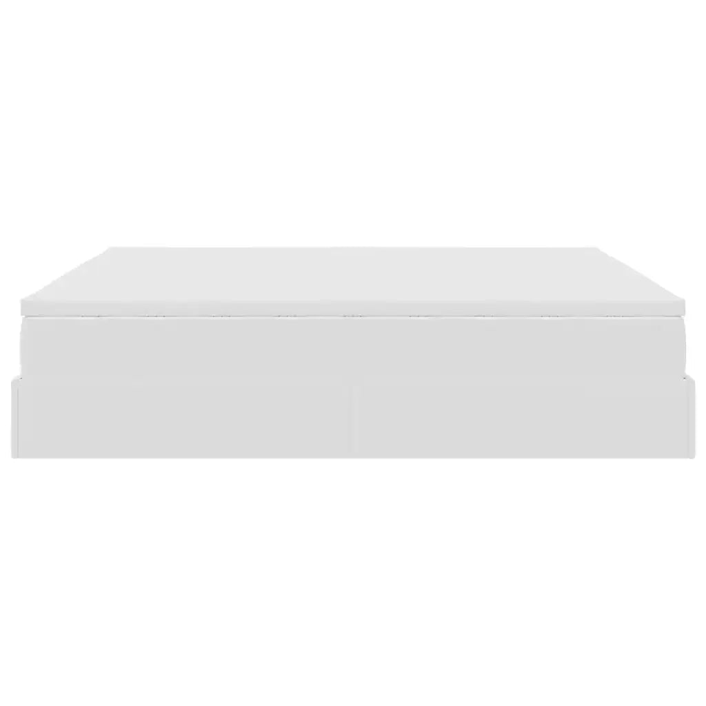 Struttura Letto Pouf con Materasso Bianco 180x200 cm Similpelle 3311052