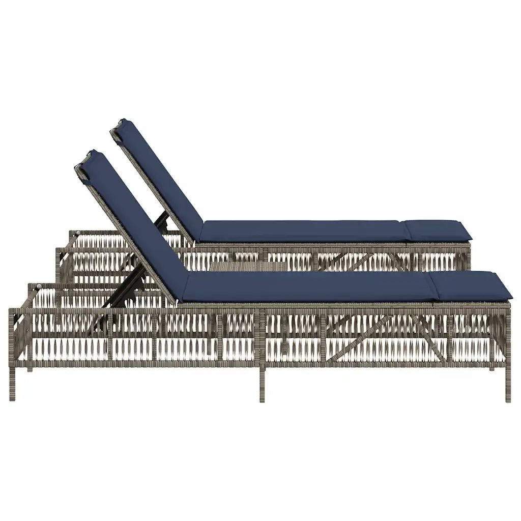 Lettini prendisole 2 pz con Tavolino in Polyrattan Grigio 4002752
