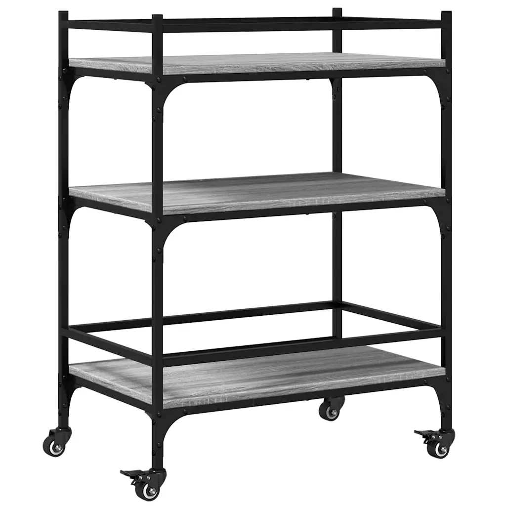 Carrello da Cucina-Scaffale per Cucina Grigio Sonoma 65x40x86,5cm Legno Multistrato