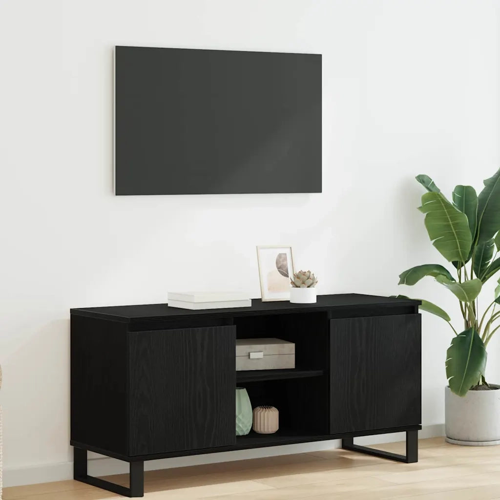 Mobile TV Rovere Nero 104 x 35 x 50 cm Legno multistrato 881937