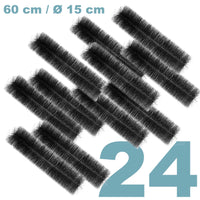 Set Black Brush con 24 spazzole per filtri a camera da laghetto, 60cm x Ø 15cm, polipropilene, nero, rimozione delle particelle più fini
