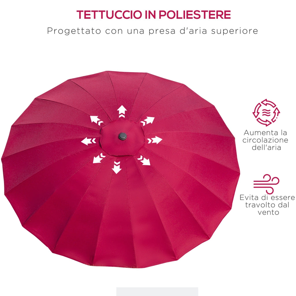 Ombrellone da Giardino Inclinabile 2.5x2.5 m ¨C zephmum ¨C Poliestere Rosso Vino