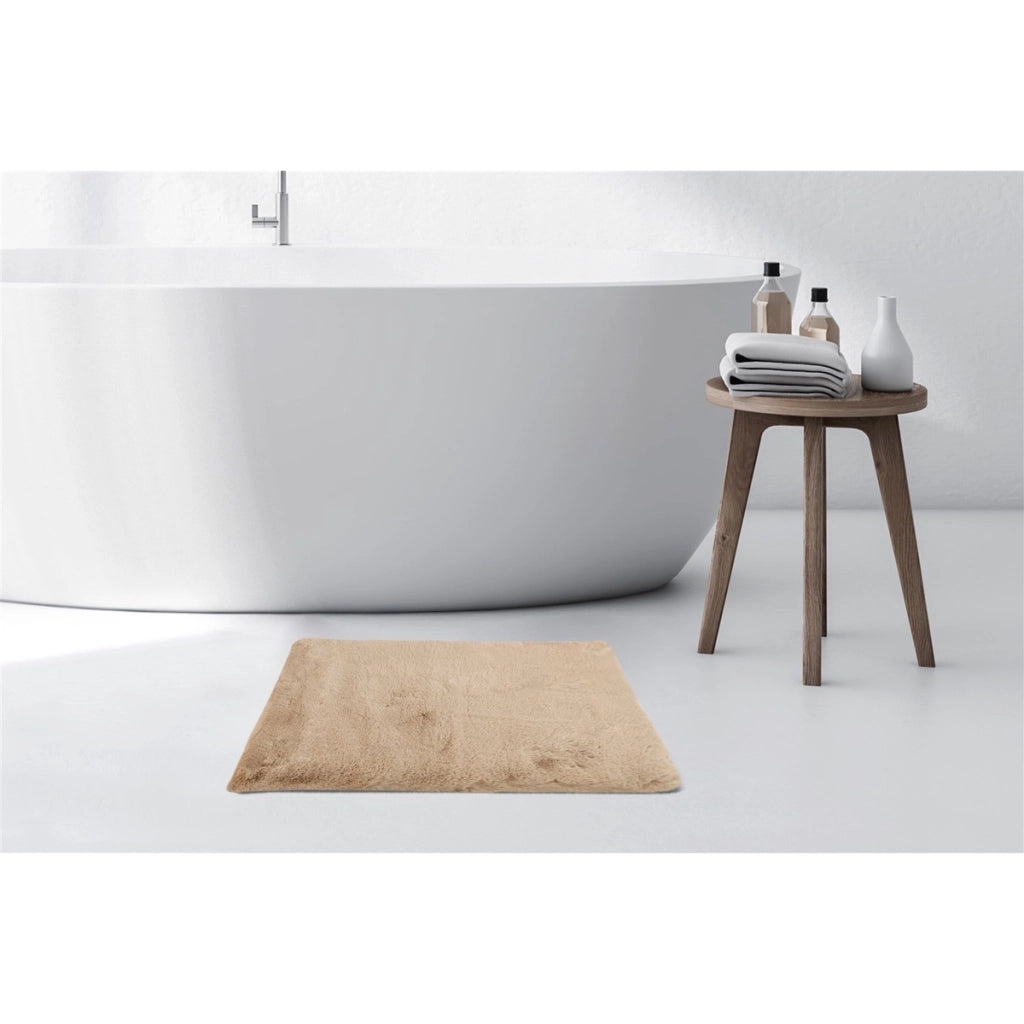 Tappeto da bagno Rabbit Beige in pelliccia sintetica