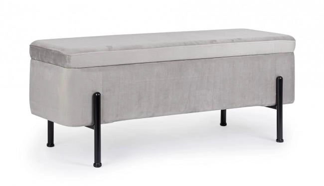 Panca Fondo Letto 2 Posti 110x42x42 cm con Vano Contenitore Irina Grigio Chiaro