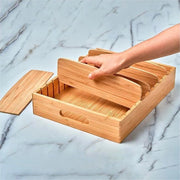 Organizzatore per coperchi cassetti cucina in bambù - scatola di stoccaggio con distributore regolabile - coltelli piatti accessori cucina