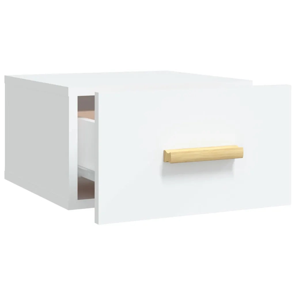 Set di 2 Comodini | Armadio da Notte | Mobiletto da notte a Muro Bianchi 35x35x20 cm