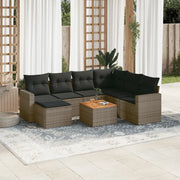 Set Divano da Giardino 8 pz con Cuscini Grigio in Polyrattan 3224240