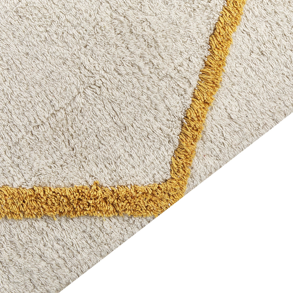 Tappeto in cotone bianco e giallo motivo a geometrico 160 x 230 cm camera da letto soggiorno ingresso