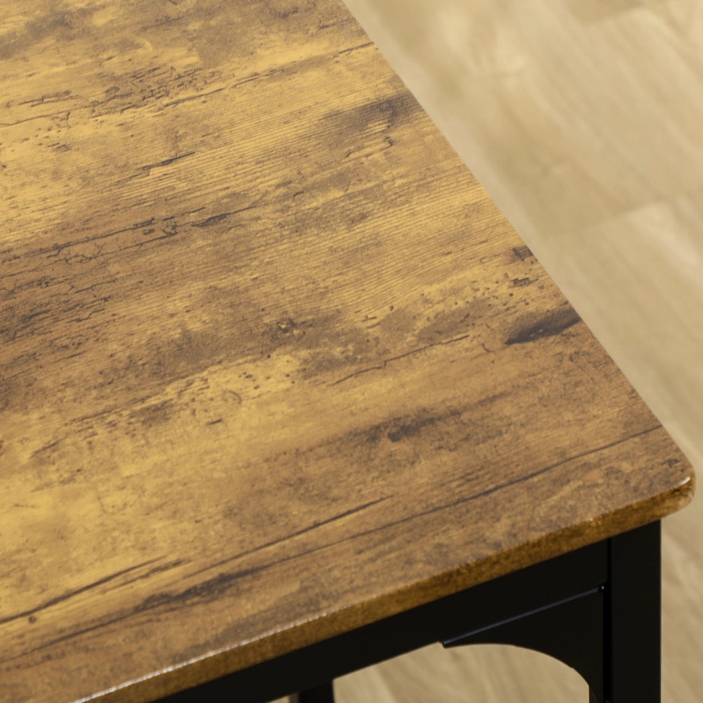 Set tavolo bar con 4 sgabelli in MDF marrone e metallo nero 110x50x89,5 cm stile industriale