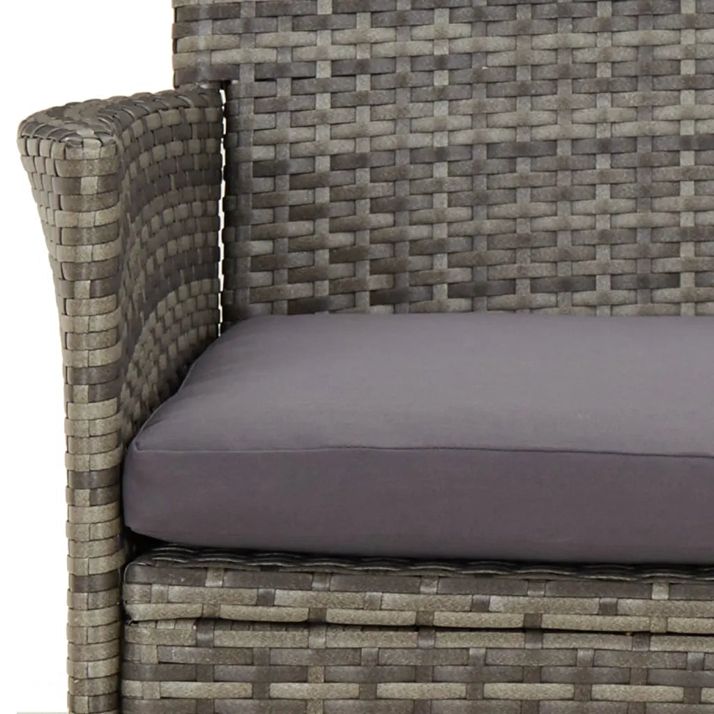 Set Bistrò da Giardino 5 pz con Cuscini in Polyrattan Grigio 3187435