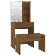 Set da toeletta con illuminazione a LED 60 x 40 x 140 cm rovere marrone legno ingegnerizzato 02_0006240