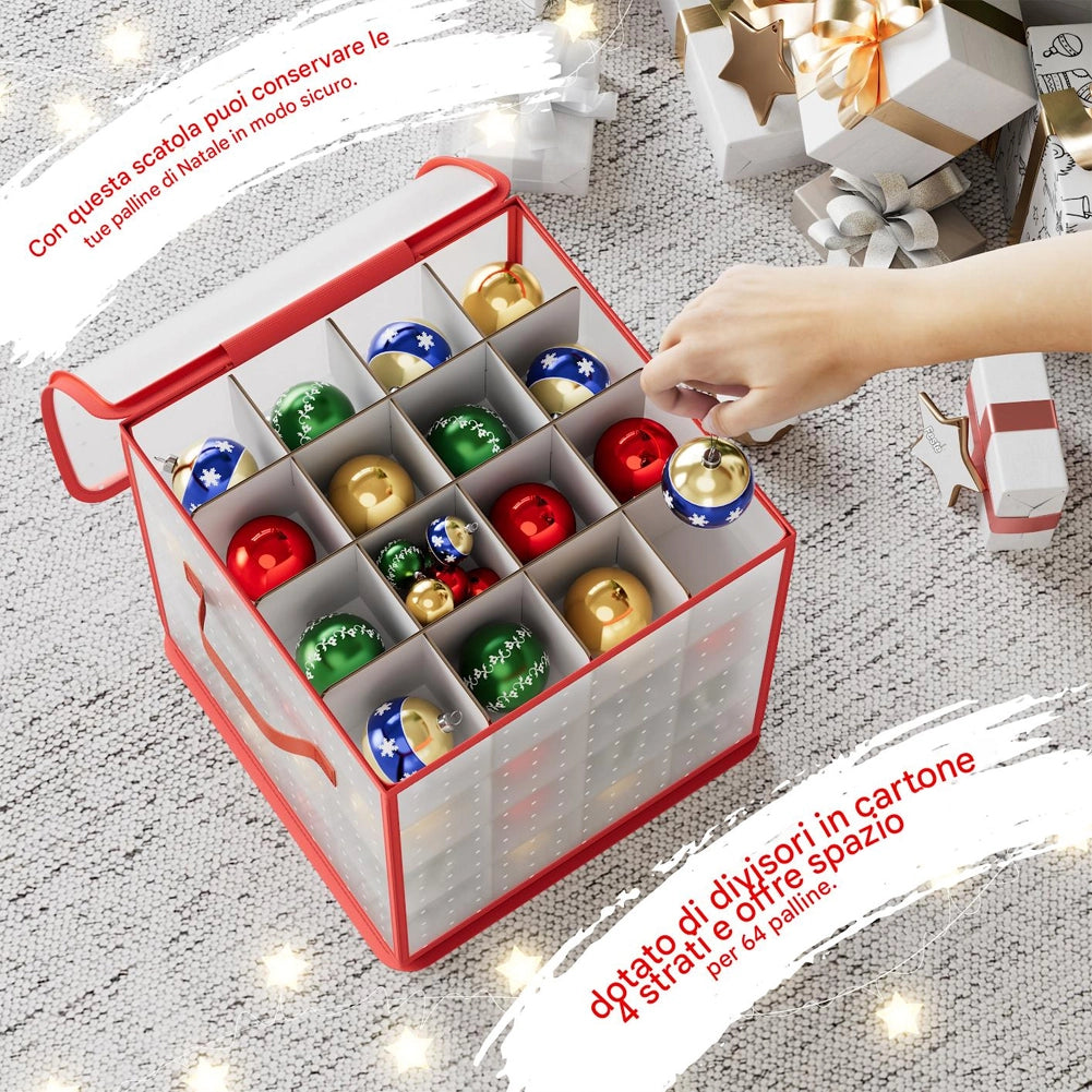 Scatola Decorazioni Natalizie Organizer Addobbi Natalizi Capacità 64 Palline