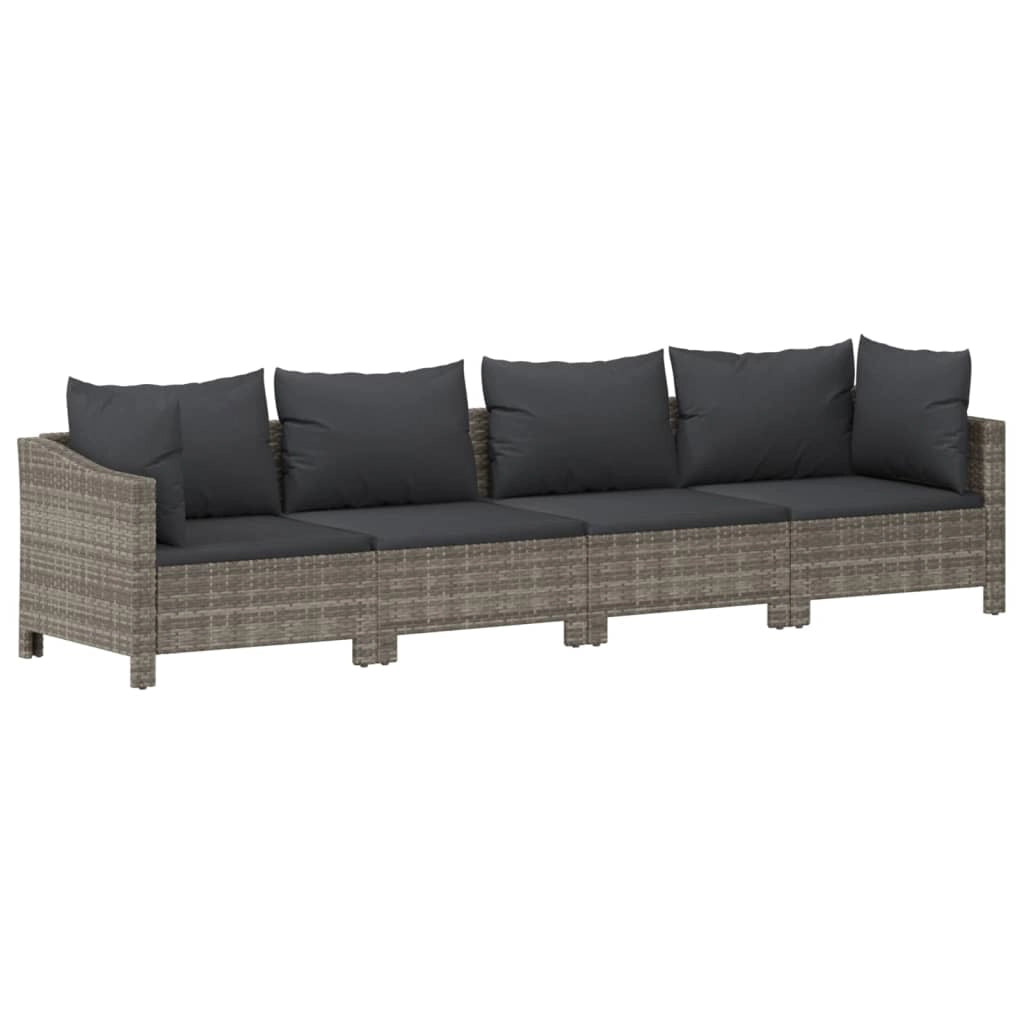 Set di mobili da giardino mobili da esterno 6 pezzi con cuscini resina intrecciata grigia 02_0016793