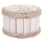 Cesto in legno e corda bianco d20x12/21h
